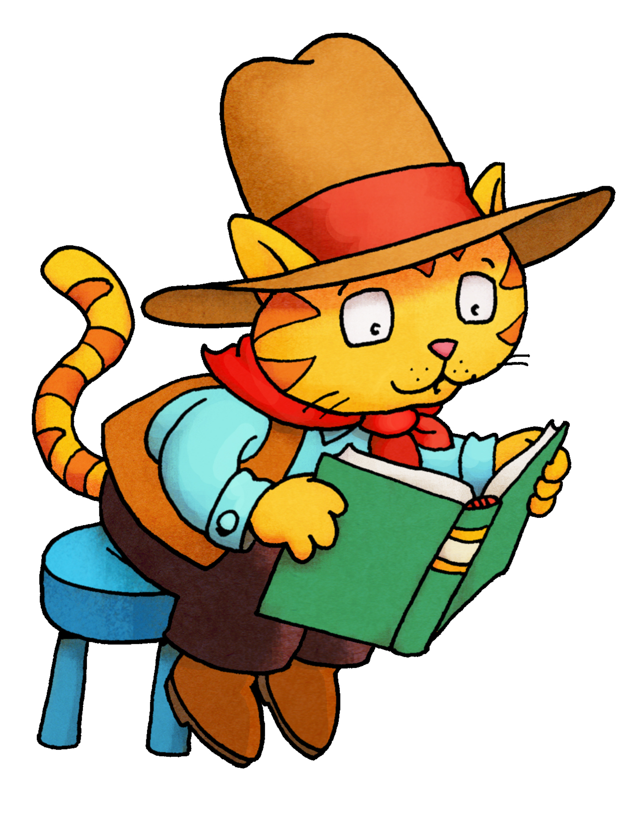 cowbow cat reading